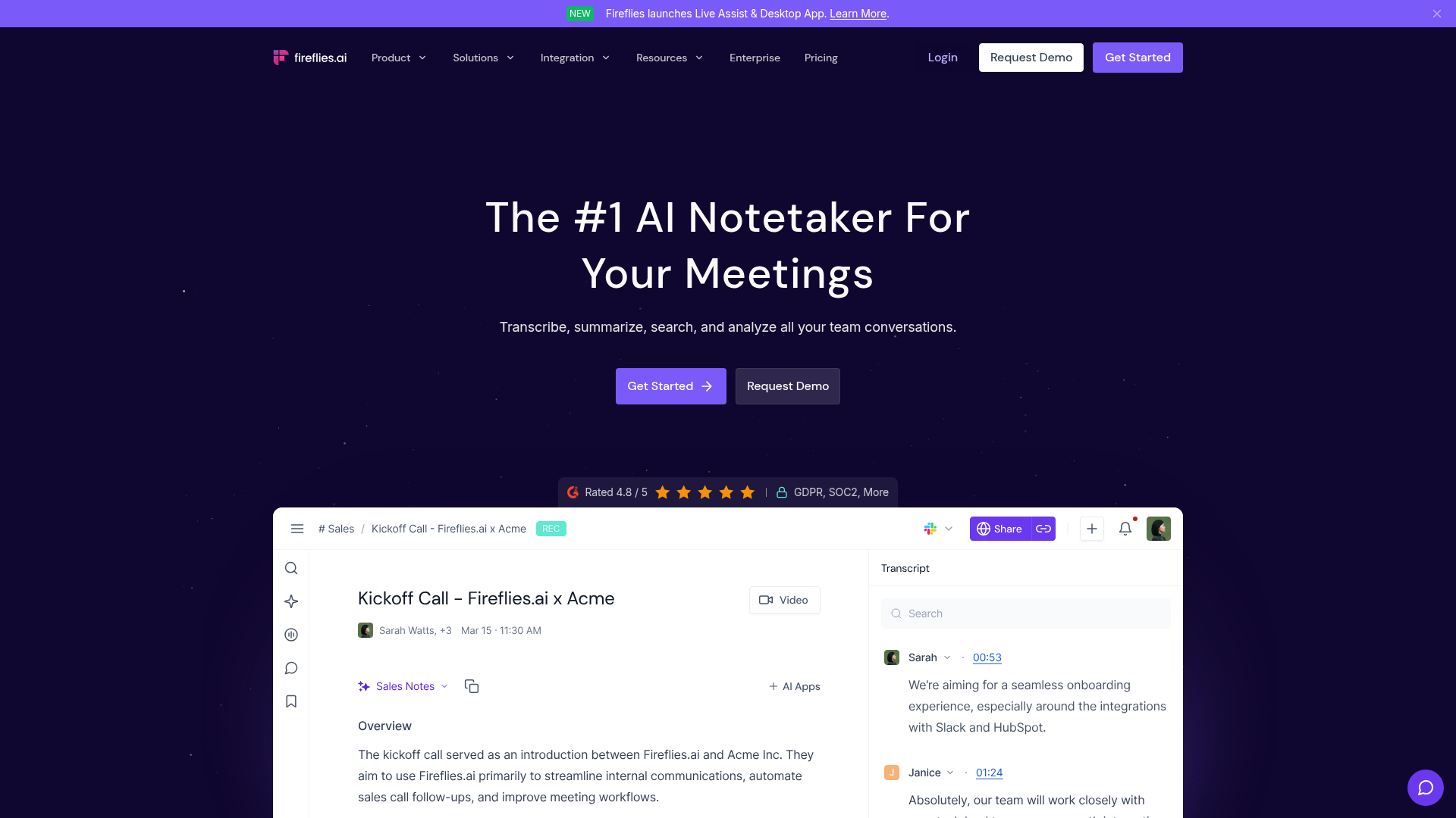Fireflies.ai product screenshot