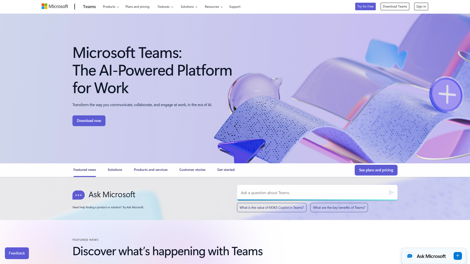 Microsoft Teams product screenshot